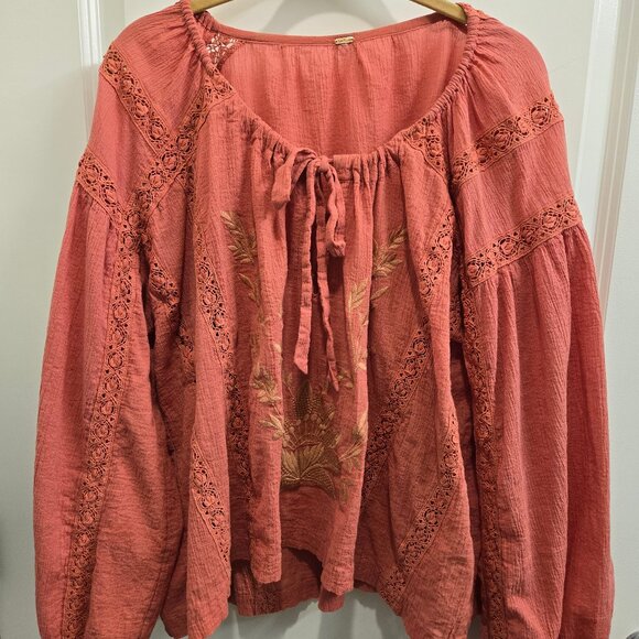 Free People Boho Chic Embroidered Blouse - Picture 1 of 8